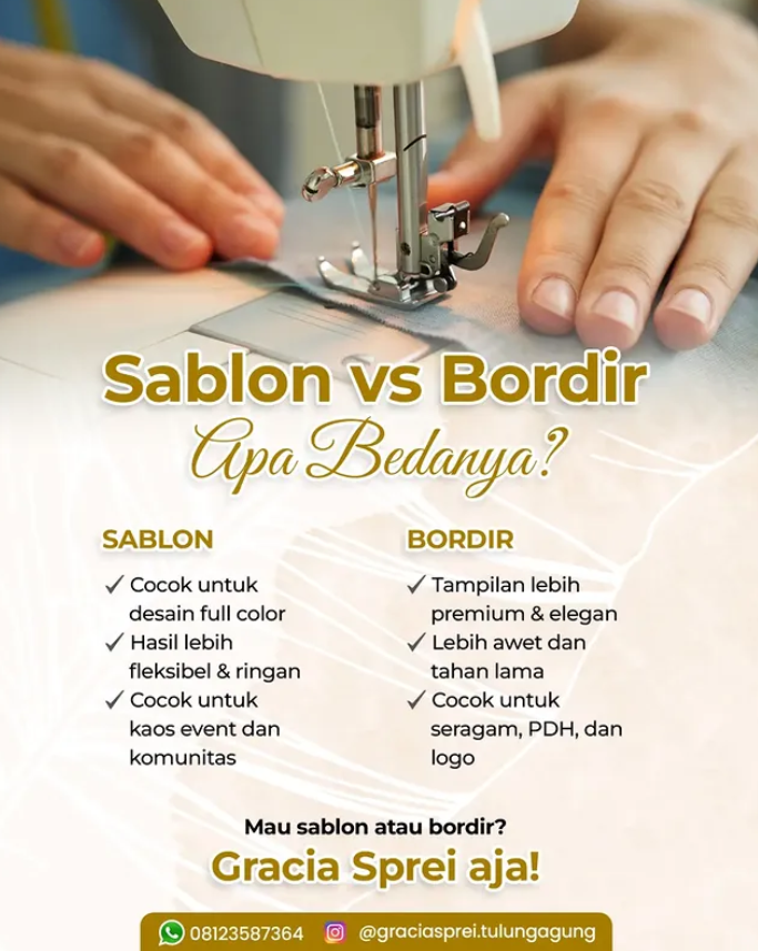 <p>Sering bingung pilih sablon atau bordir buat ke